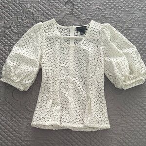Francesca's Collections Cream Floral Lace Blouse